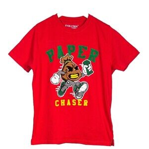 Paper Chaser T-shirt Evolution In Design Embroidered Small Red Colorful‎ Y2K